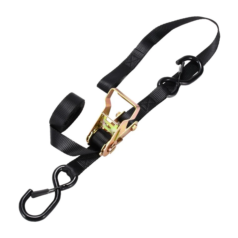 1 Inch Motorcycle Ratchet Tie Downs With Spring Loaded S-Hook, 3306lbs. BS factory