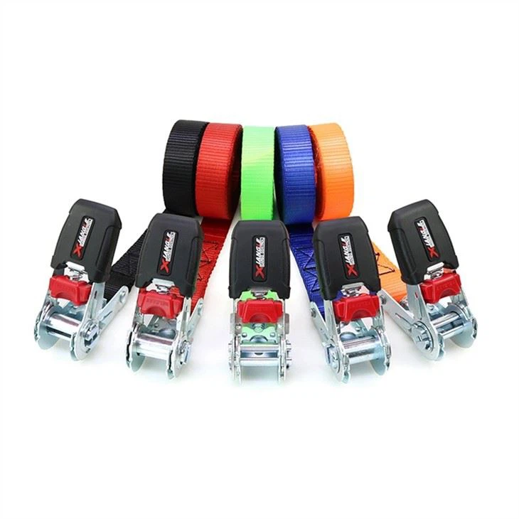 800kg 1 Inch Ratchet Tie Down Straps Custom Logo Cargo Lashing Buckle Belt Rubber