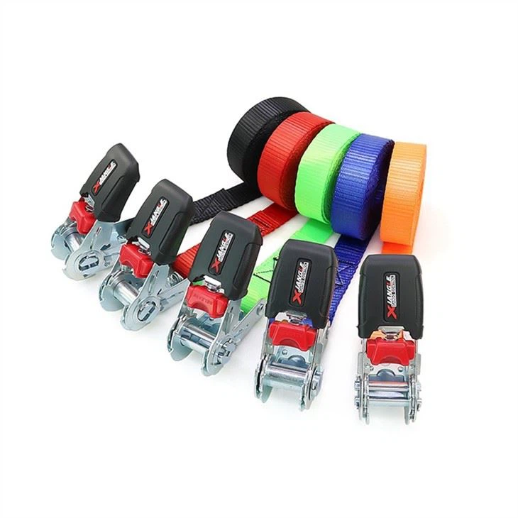 800kg 1 Inch Ratchet Tie Down Straps Custom Logo Cargo Lashing Buckle Belt Rubber