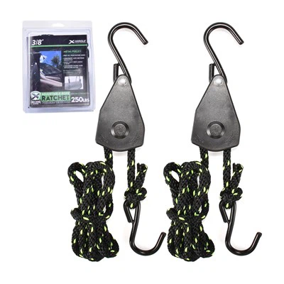 Ensemble de 2 sangles de suspension à cliquet réglables pour corde lumineuse de 3/8 pouces, paquet de 2